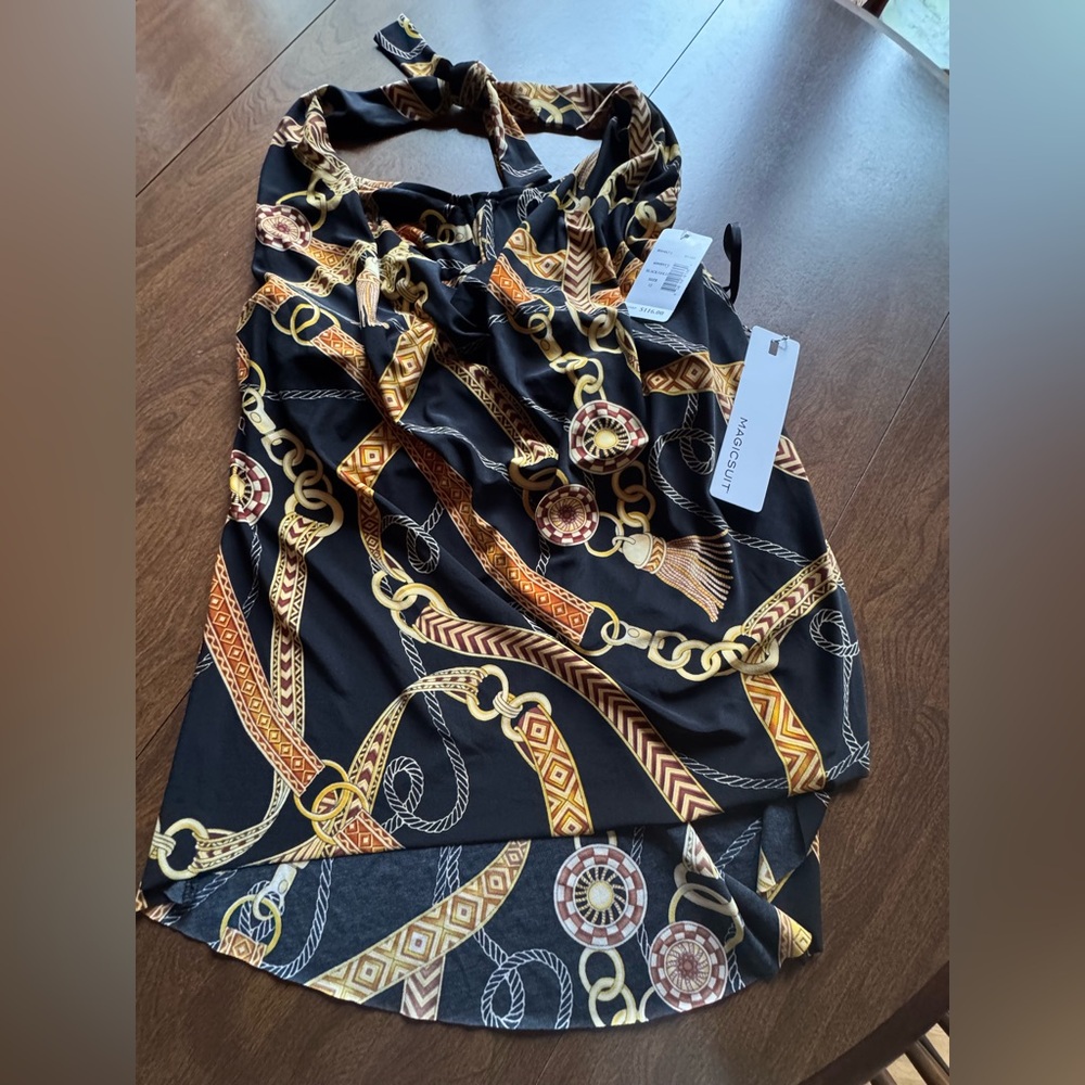 Magicsuit Black and Gold Chain Pattern Top Size 12 NEW with tags - Picture 4 of 10